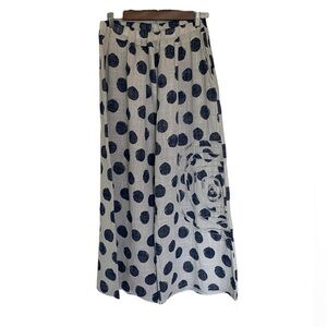 Beyond Capri Italian Linen Polka Dot Wide Leg Linen Pants Medium
